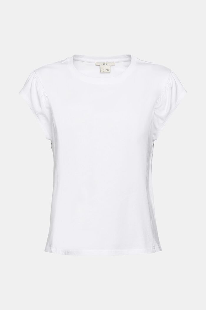 T-shirt z marszczeniem na ramionach, WHITE, detail image number 6