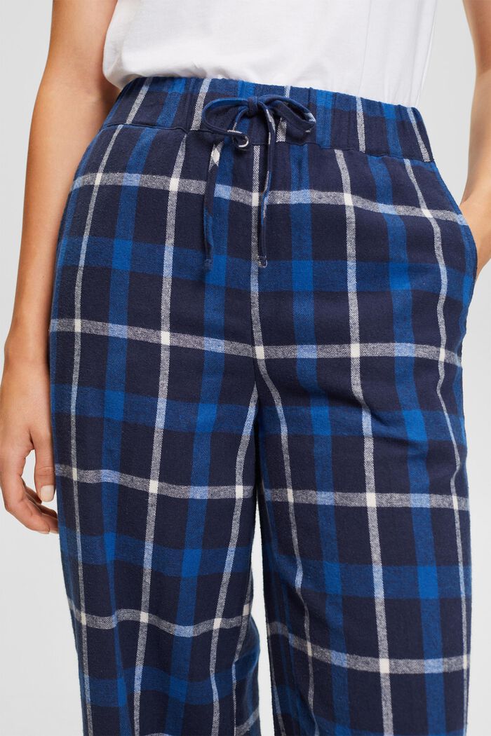 Kraciaste spodnie od piżamy z flaneli bawełnianej, INK, detail image number 0