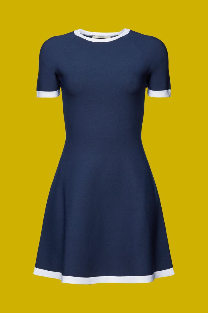 Dzianinowa sukienka z krótkim rękawem, NAVY, detail image number 5