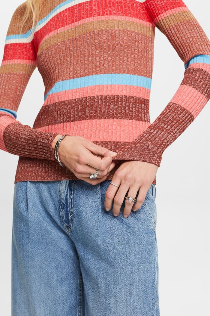 Sweter z prążkowanej dzianiny, LENZING™ ECOVERO™, RUST BROWN, detail image number 2