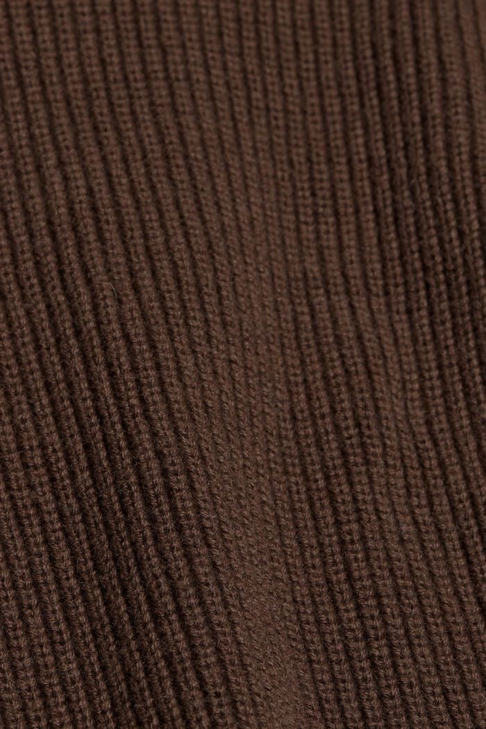 Z wełną/kaszmirem: sweter z bawełny ekologicznej, DARK BROWN, detail image number 4