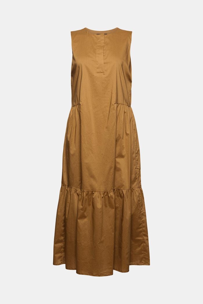 Bawełniana sukienka midi bez rękawów z falbanami, BARK, overview