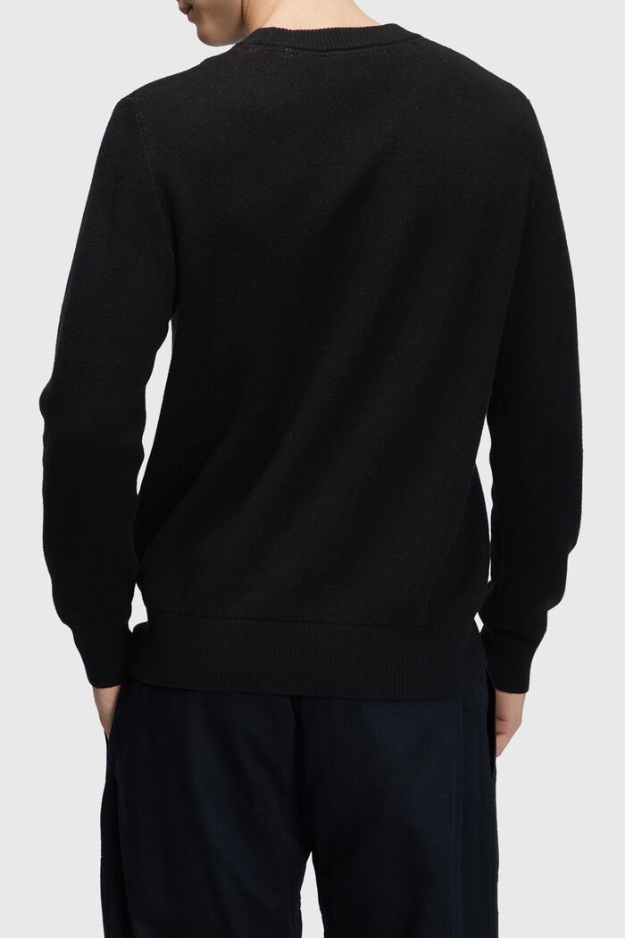 Sweter z okrągłym dekoltem z kaszmirem, BLACK, detail image number 1