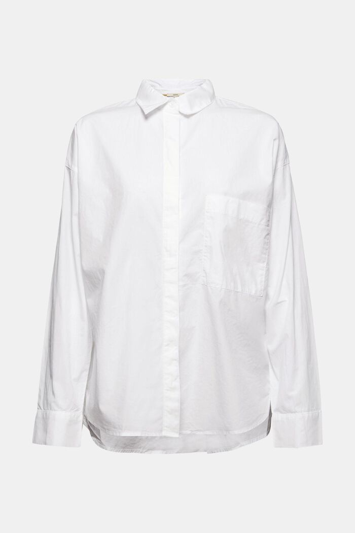 Oversizowa bluzka koszulowa ze 100% bawełny organicznej, WHITE, overview