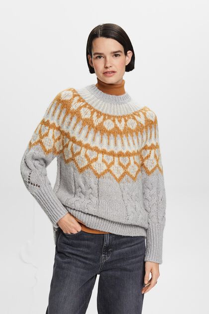 Sweter z wełną z wzorem Fair Isle