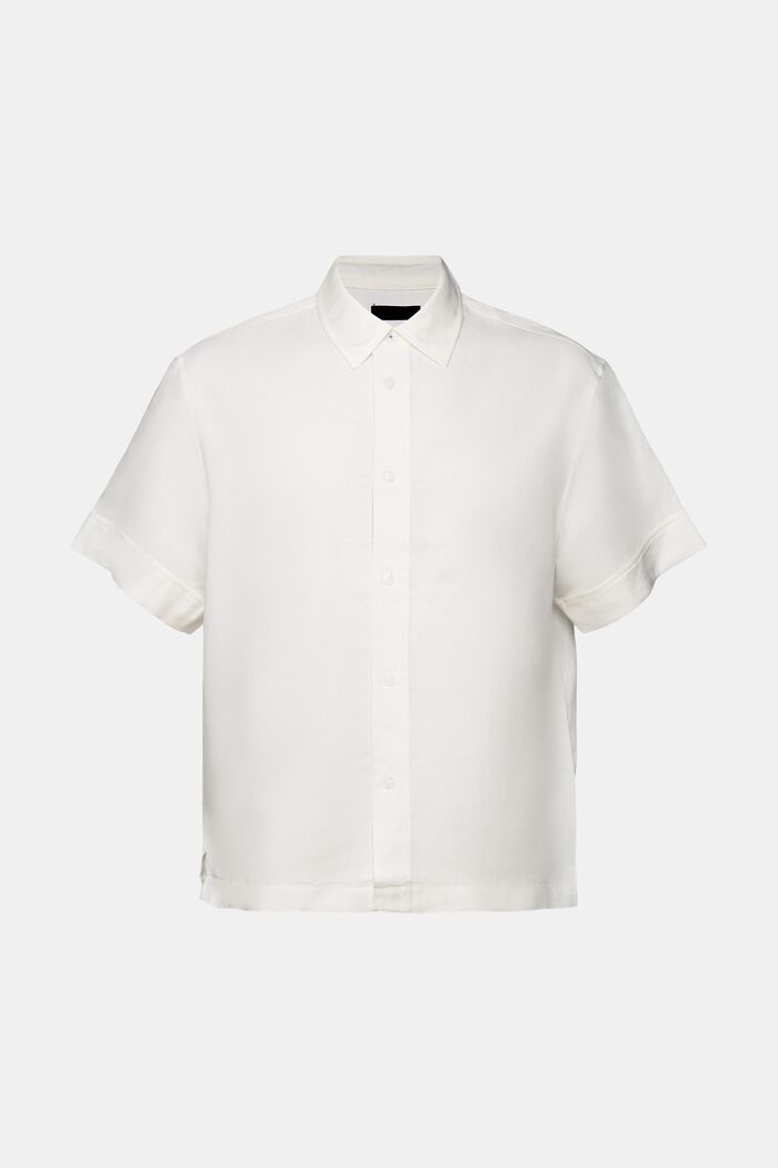 Koszula z krótkim rękawem, mieszanka z lnem, WHITE, detail image number 5