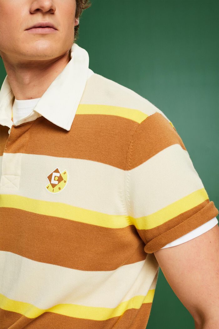 Bawełniana koszulka polo w paski z logo, CARAMEL, detail image number 3