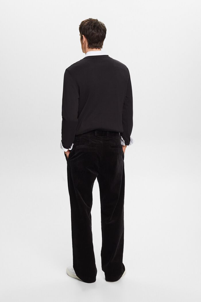 Sztruksowe spodnie z szerokimi nogawkami, BLACK, detail image number 3