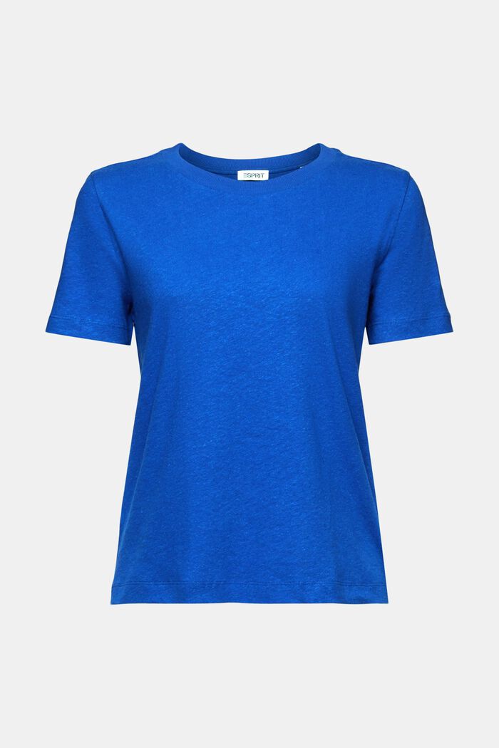 T-shirt z bawełny i lnu, BRIGHT BLUE, detail image number 6