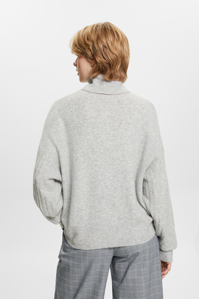 Sweter z półgolfem z wełną, LIGHT GREY, detail image number 3