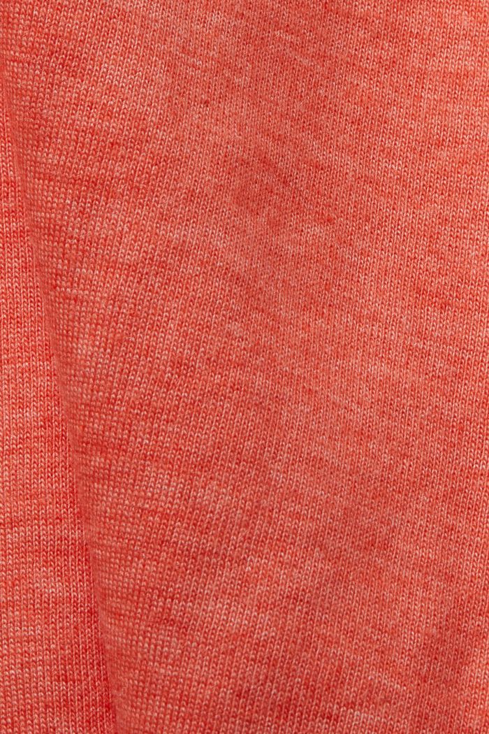 T-shirt z kwiatową lamówką, TENCEL™, fason CURVY, ORANGE RED, detail image number 1