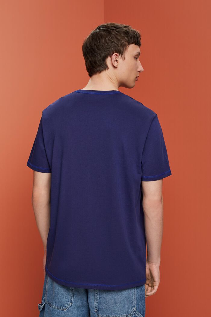 Dżersejowy T-shirt z kontrastowymi szwami, DARK BLUE, detail image number 3