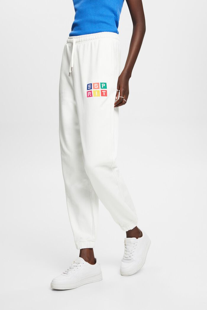Spodnie dresowe z organicznej bawełny z haftowanym logo, OFF WHITE, detail image number 0
