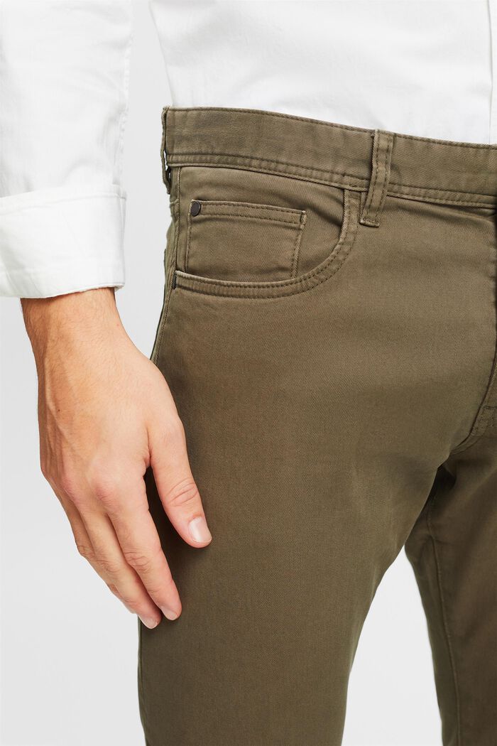 Spodnie slim fit, bawełna organiczna, DARK KHAKI, detail image number 4