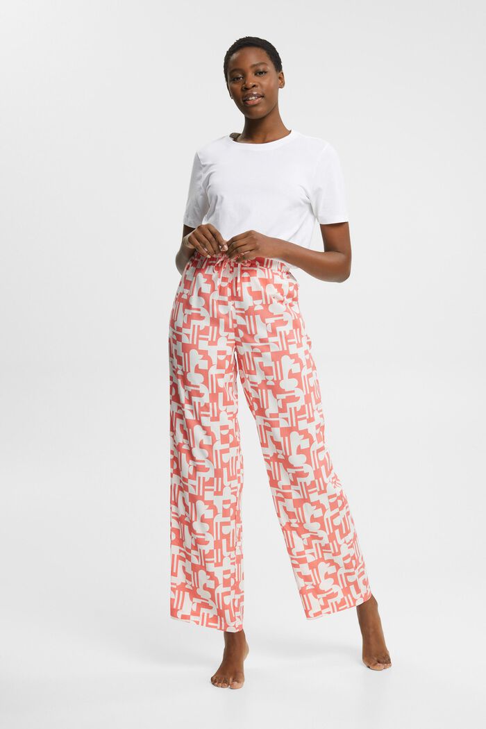 Skrócone spodnie od piżamy z materiału z LENZING™ ECOVERO™, CORAL, detail image number 1