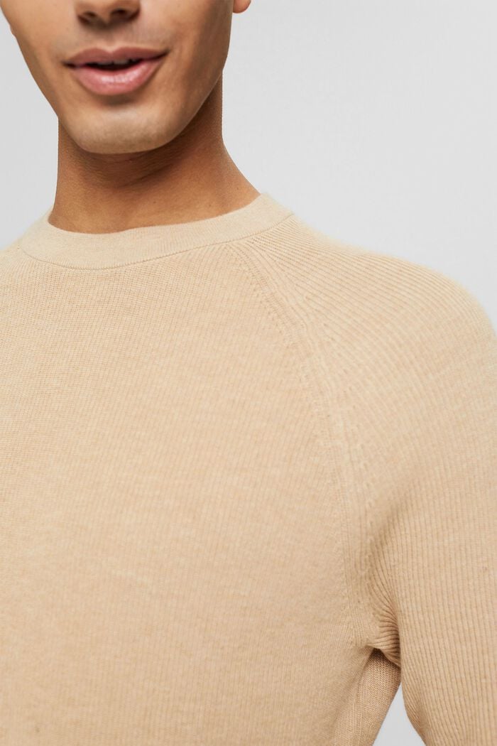 Sweter z dzianiny, 100% bawełny organicznej, SAND, detail image number 2