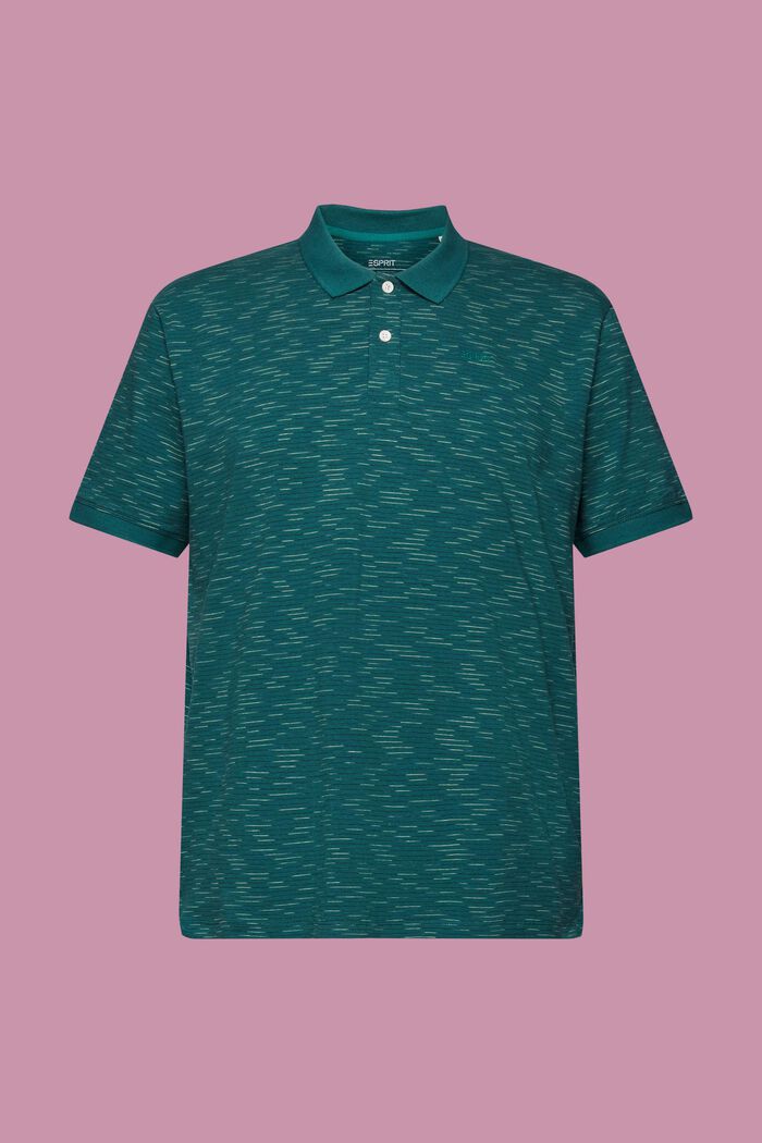 Melanżowa koszulka polo w cienkie paseczki, EMERALD GREEN, detail image number 5