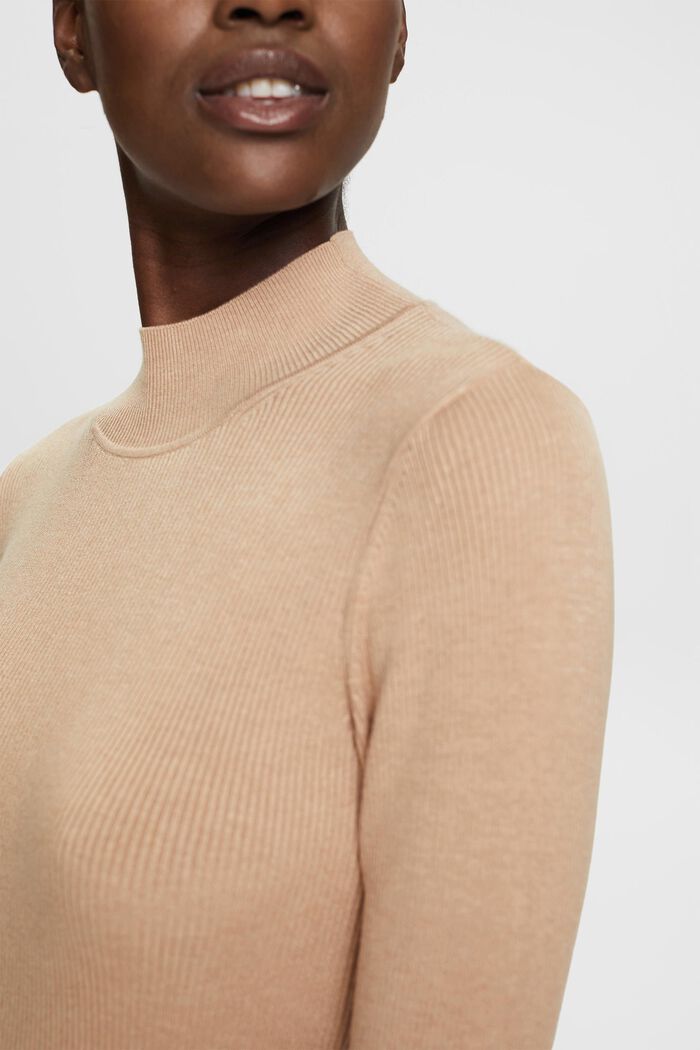 Prążkowany sweter, LENZING™ ECOVERO™, CREAM BEIGE, detail image number 0