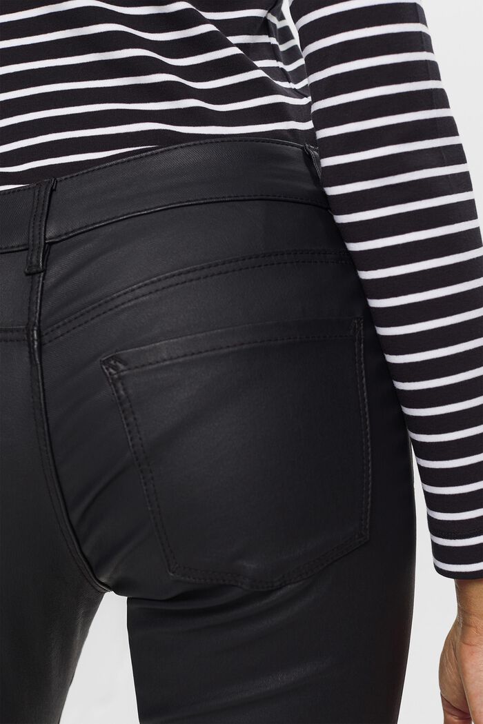 Powlekane spodnie skinny ze średnim stanem, BLACK, detail image number 5