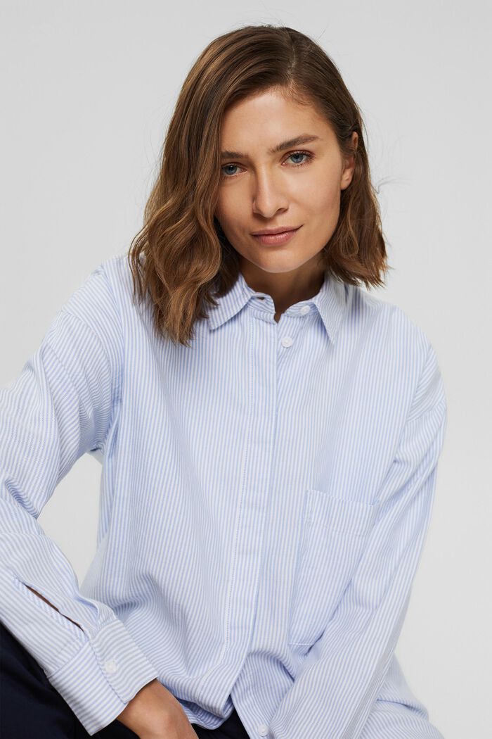 Bluzka koszulowa w 100% z bawełny organicznej, PASTEL BLUE, detail image number 6