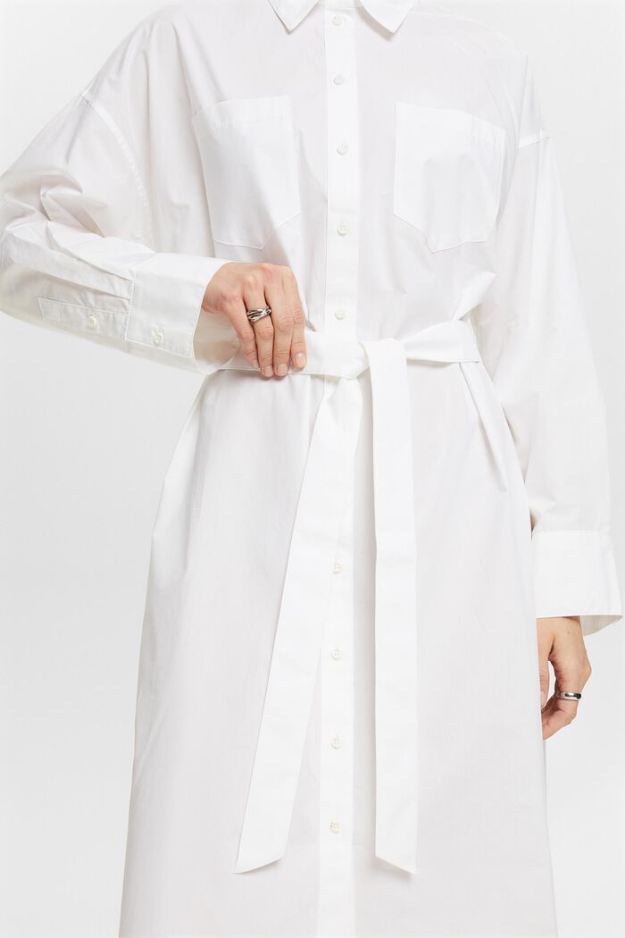 Sukienka koszulowa z popeliny w paski, WHITE, detail image number 3