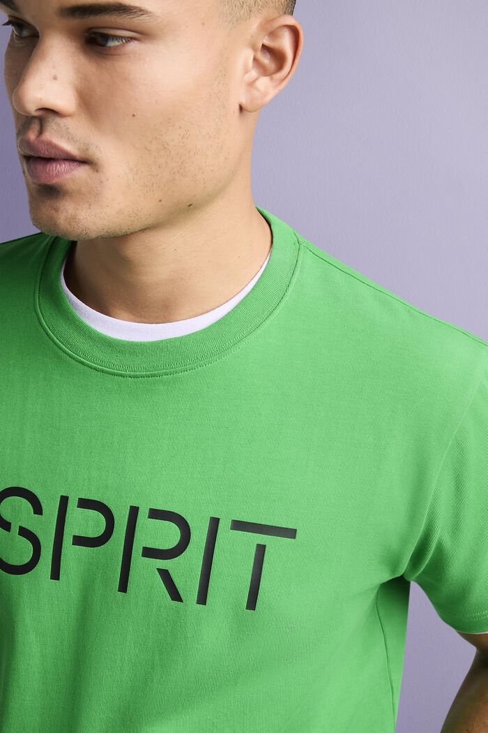 T-shirt z logo z bawełnianego dżerseju, unisex, GREEN, detail image number 3