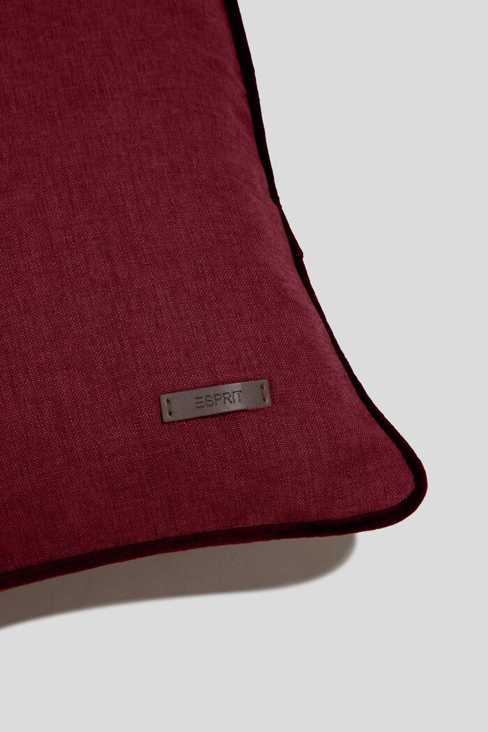 Ozdobna poszewka na poduszkę z aksamitną lamówką, DARK RED, detail image number 1