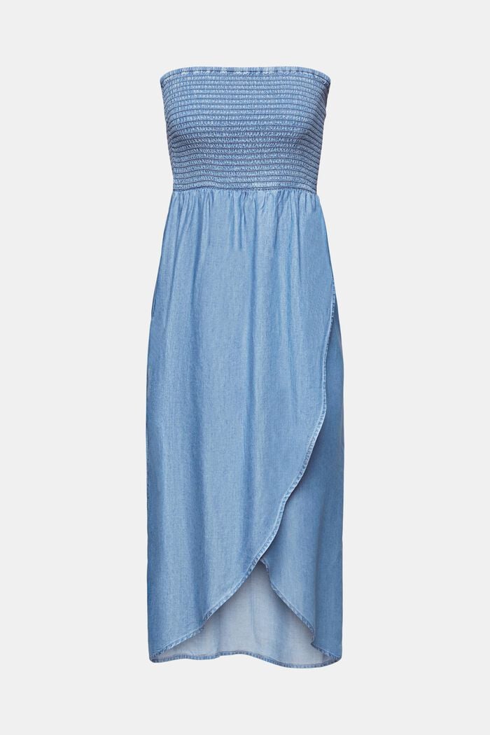 Marszczona, wąska sukienka z imitacji denimu, BLUE MEDIUM WASHED, detail image number 5