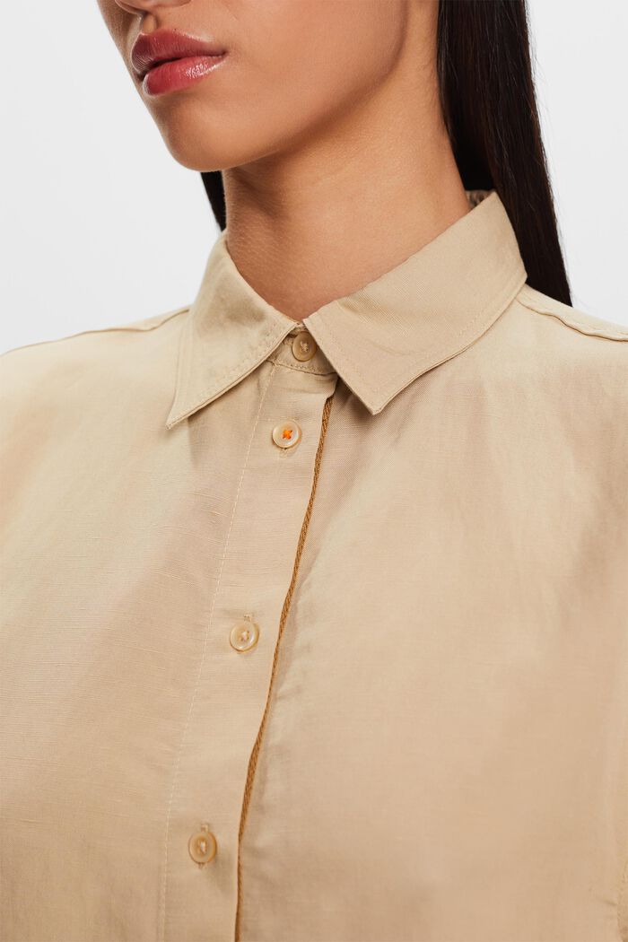 Skrócona bluzka koszulowa, mieszanka z lnem, SAND, detail image number 2