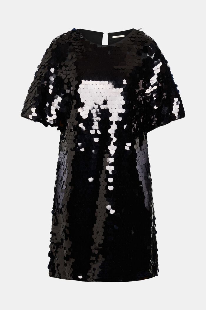 Sukienka mini z dużymi cekinami, LENZING™ ECOVERO™, BLACK, overview