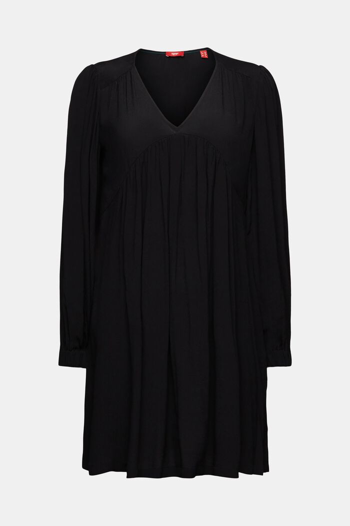 Sukienka mini z marszczonego szyfonu, BLACK, detail image number 6