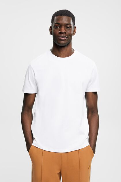 T-shirt z bawełny pima, slim fit, WHITE, overview