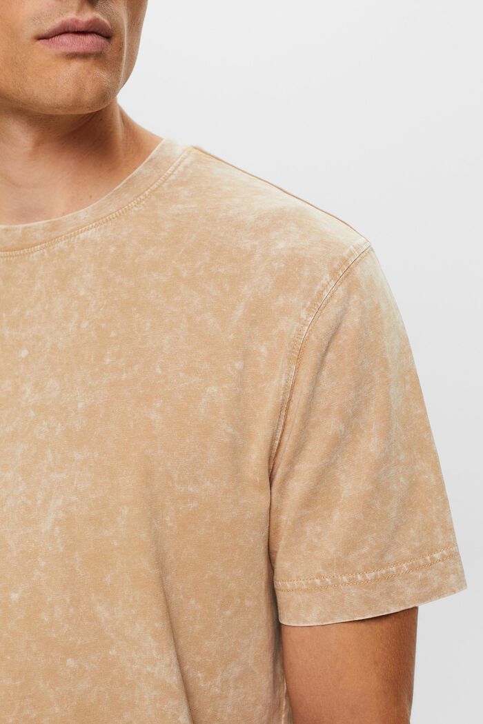 T-shirt z efektem stone washed, 100% bawełny, BEIGE, detail image number 2