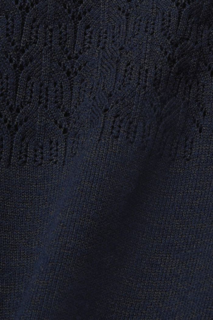 Sweter z krótkim rękawem z muliny, NAVY, detail image number 5