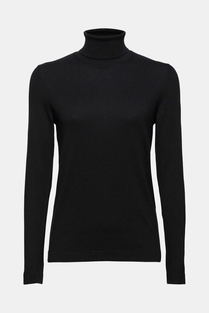 Sweter z golfem i bawełną organiczną, BLACK, detail image number 6