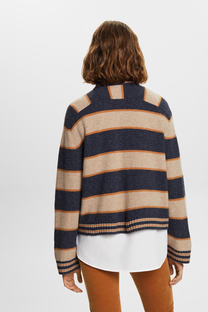 Sweter w paski z mieszanki wełnianej, NAVY, detail image number 3