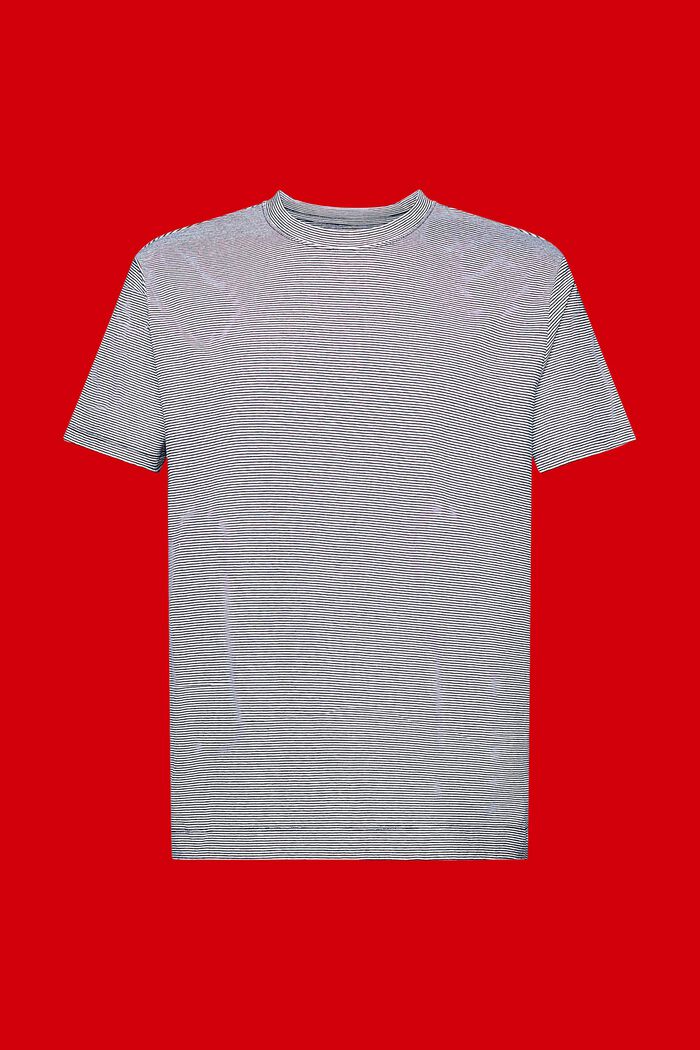 T-shirt w paski, mieszanka bawełny i lnu, NAVY, detail image number 6