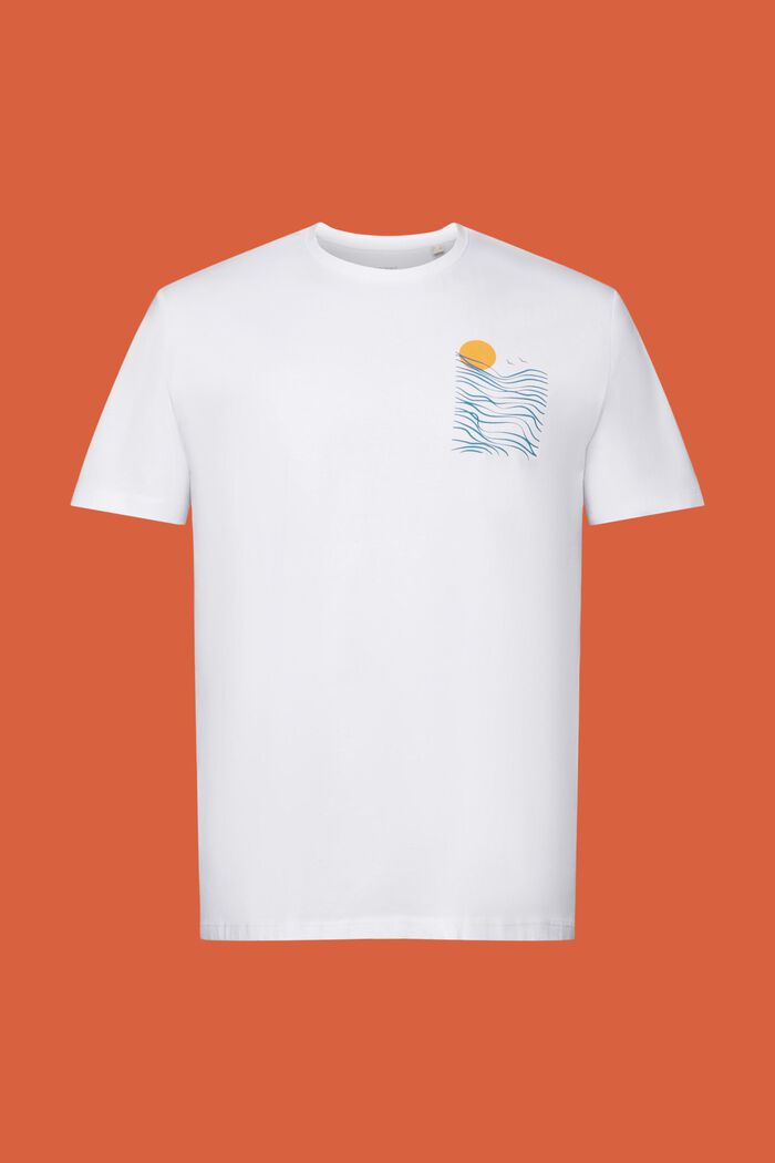T-shirt z dżerseju z nadrukiem na piersi, 100% bawełna, WHITE, detail image number 6