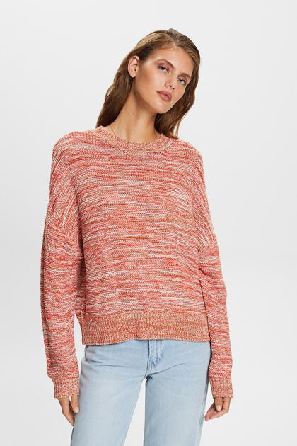 Sweter z okrągłym dekoltem, mieszanka z bawełną