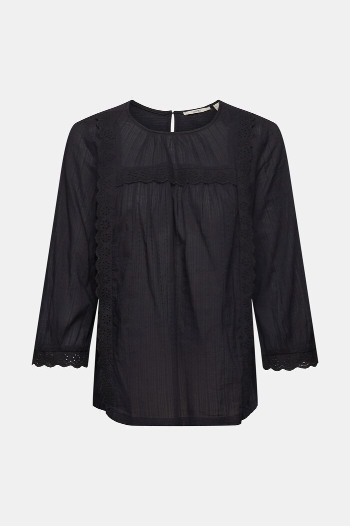 Koronkowa bluzka z falistym brzegiem, BLACK, detail image number 7