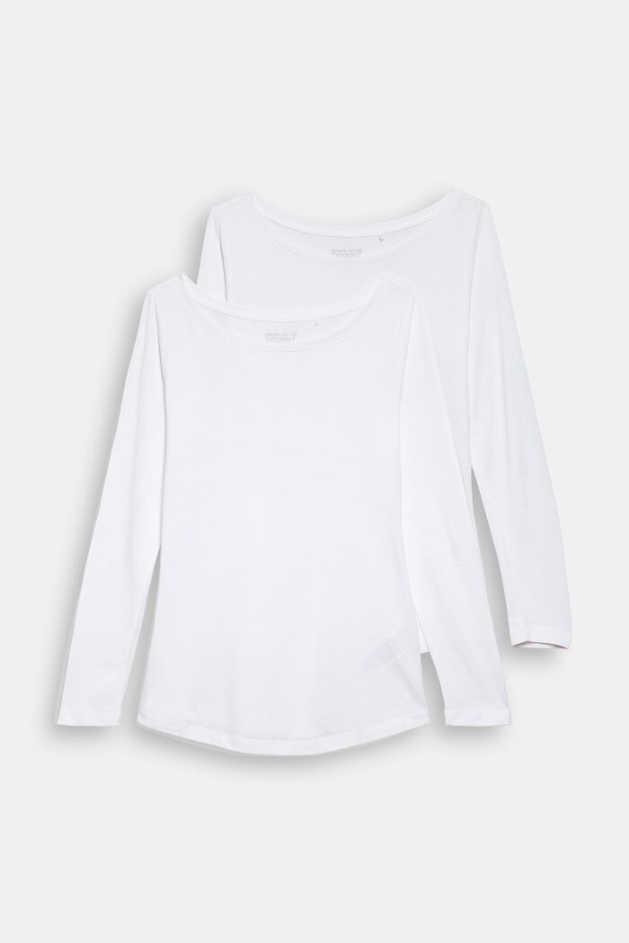 2 koszulki z długim rękawem z mieszanki z bawełną ekologiczną, WHITE, detail image number 4
