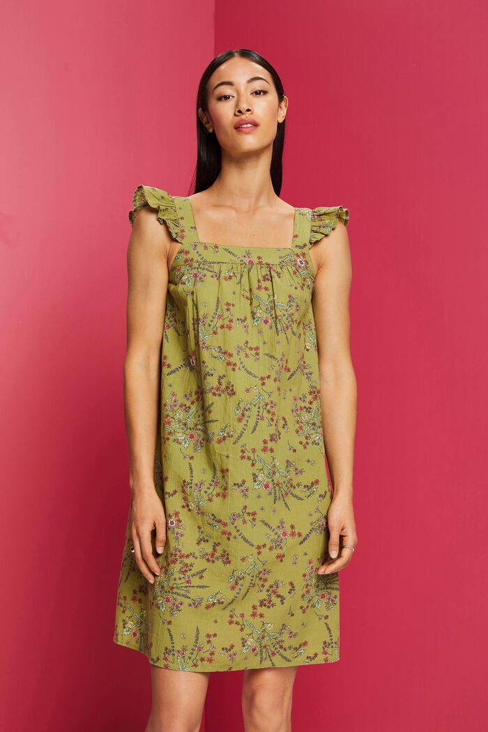 Sukienka mini z nadrukiem, 100% bawełny, PISTACHIO GREEN, detail image number 0