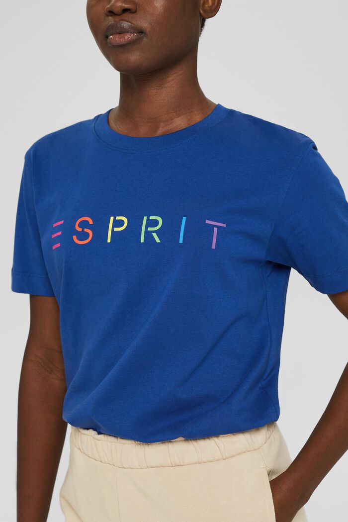 T-shirt z nadrukowanym logo, bawełna ekologiczna, BRIGHT BLUE, detail image number 2