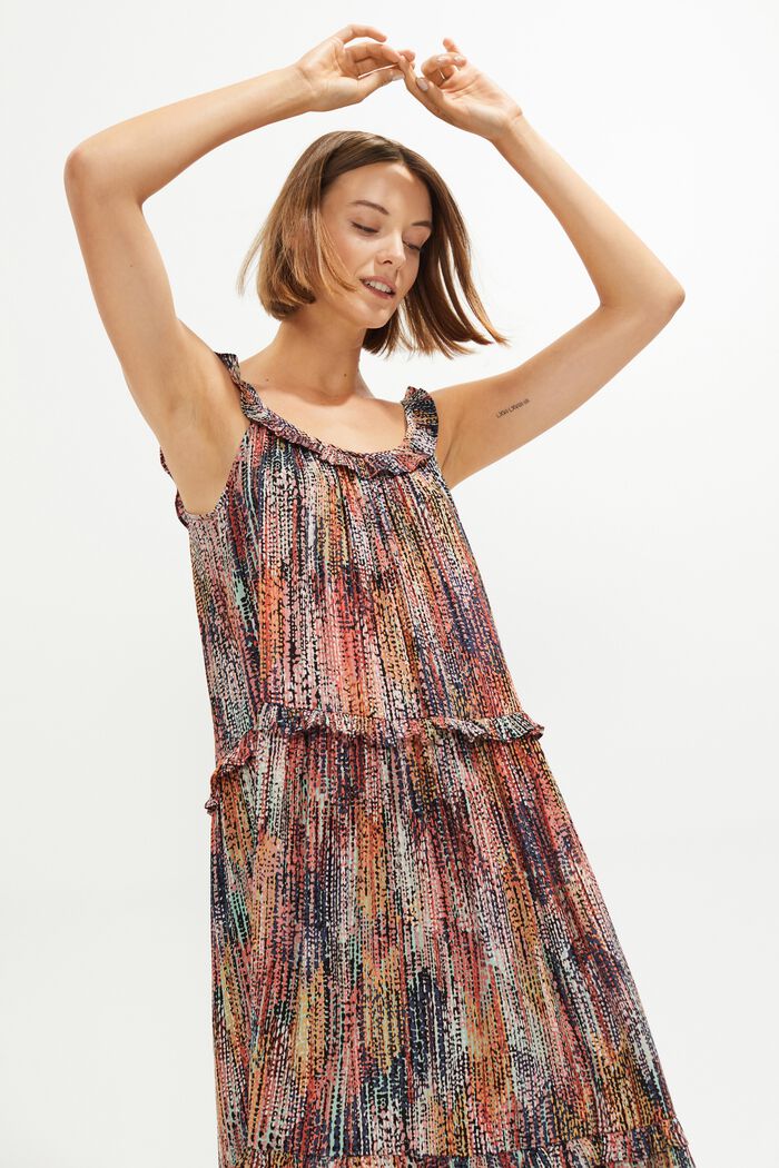 Kolorowa, wzorzysta sukienka maxi, MAUVE, detail image number 4