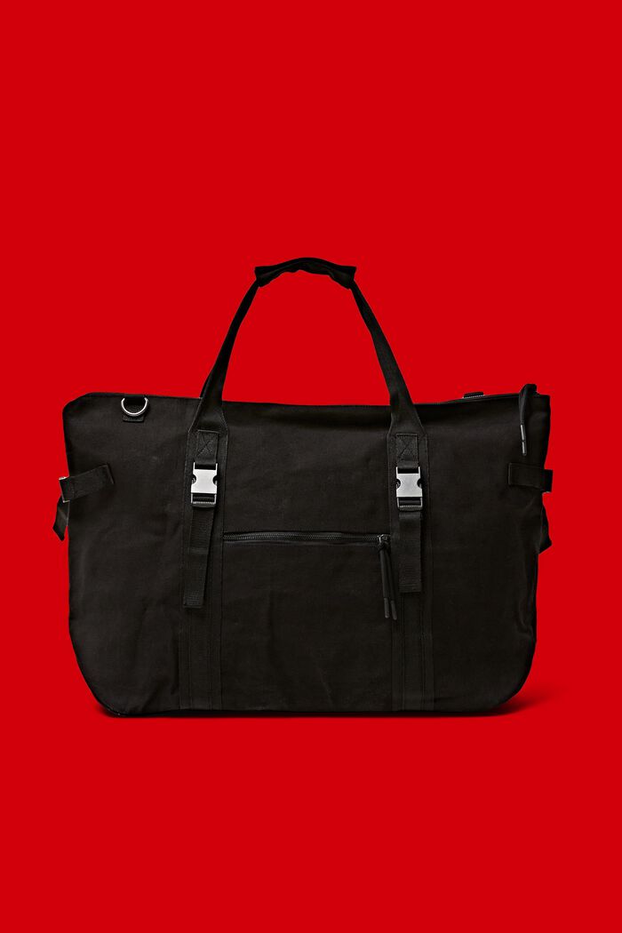 Bawełniana płócienna torba weekendowa, BLACK, detail image number 0