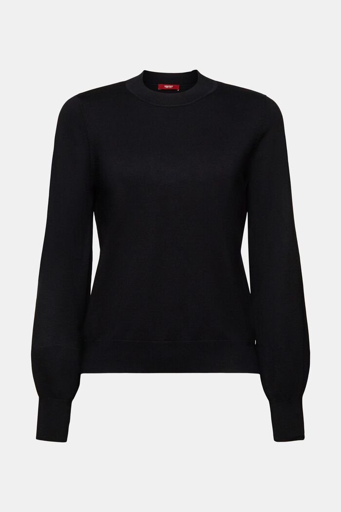 Sweter z okrągłym dekoltem w paski, BLACK, detail image number 7
