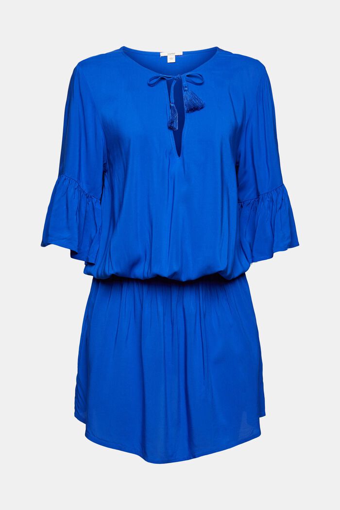 Sukienka z marszczoną talią, LENZING™ ECOVERO™, BRIGHT BLUE, overview