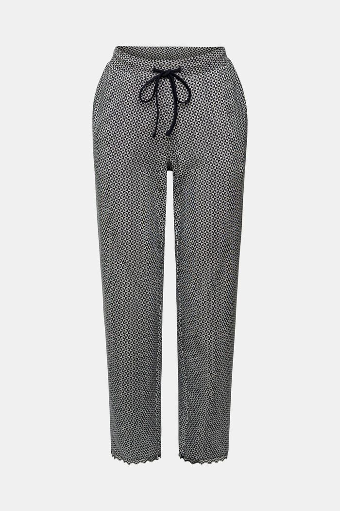 Dżersejowe spodnie z nadrukiem i koronką, BLACK, detail image number 6