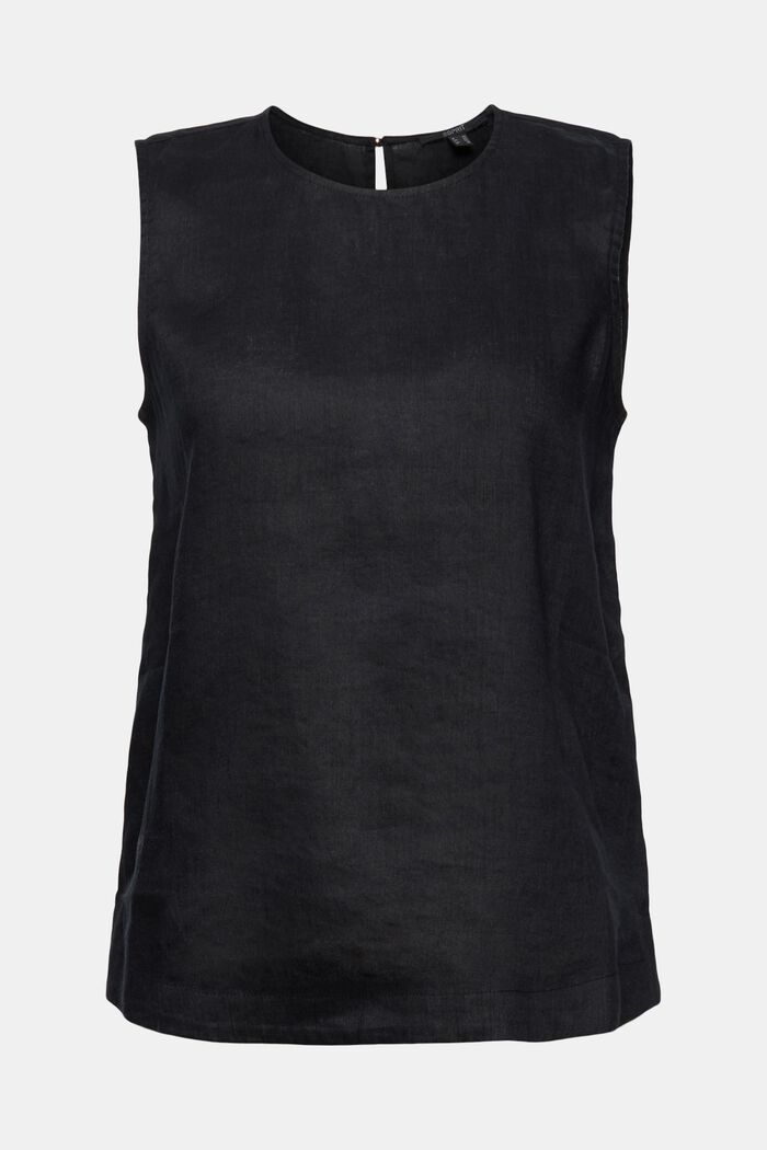 Bluzkowy top w 100% z lnu, BLACK, detail image number 0