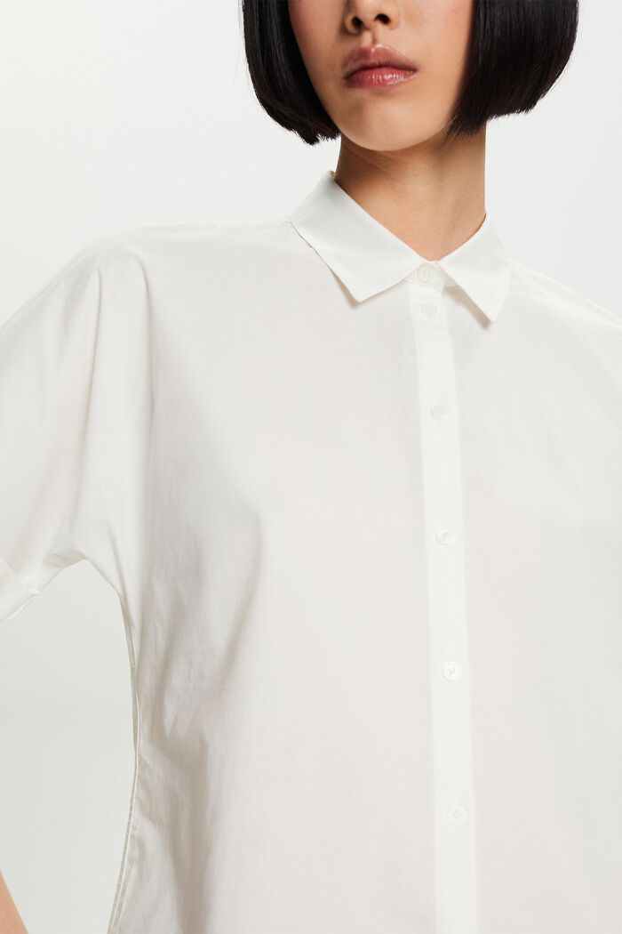 Koszulka z krótkim rękawem z popeliny bawełnianej, OFF WHITE, detail image number 4